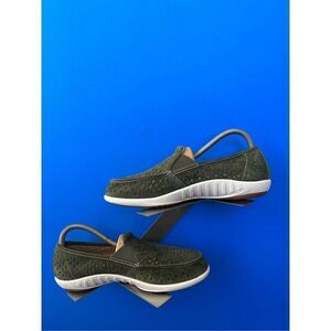 Spenco Orthotic Suede Perforated Slip-Ons - Equinox / green Color size 7